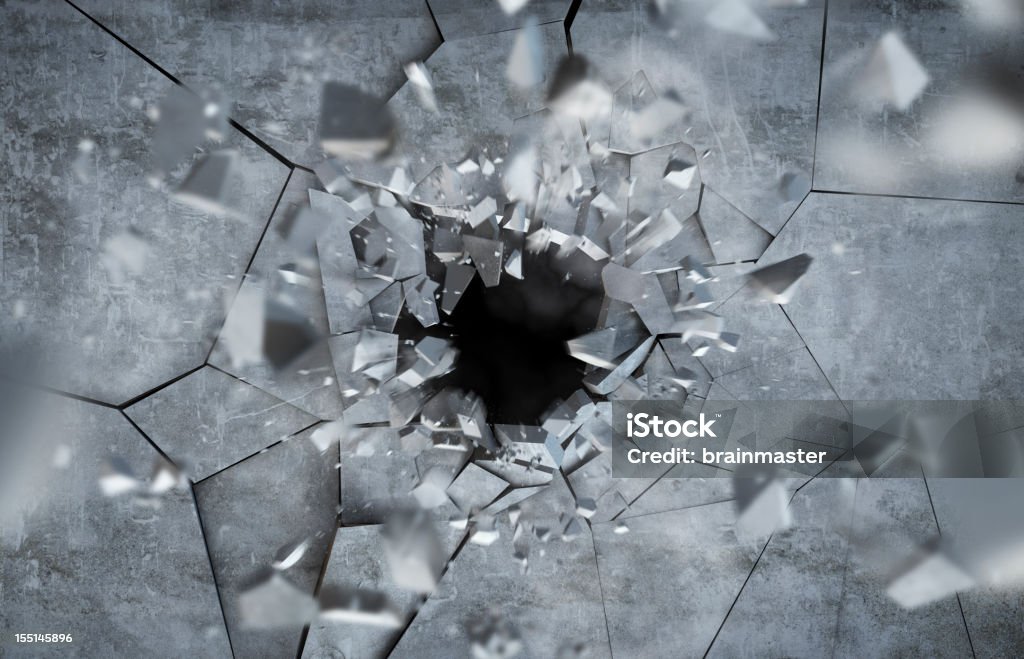 Concrete Exploding Exploding Concrete Wall Stock Photo - Download Image Now - Concrete ...