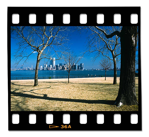 Vintage Manhattan from Liberty Island