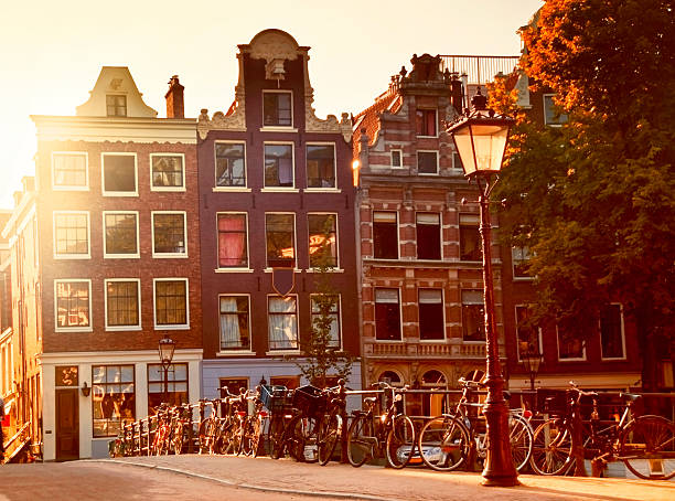 Sunset in Amsterdam  jordaan amsterdam stock pictures, royalty-free photos & images