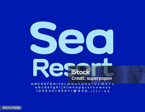 istock Vector creative sign Sea Resort. Blue set of Alphabet Letters and Numbers 1551470250