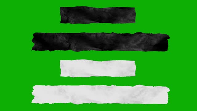 Black and white torn paper banding on Green Screen