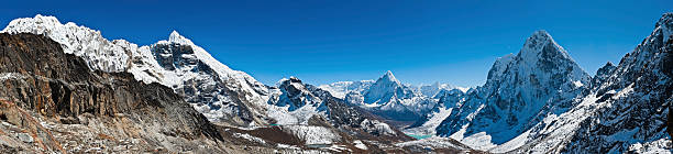 istock Snow capped peaks panorama high altitude Himalaya mountain summits Nepal 155147222