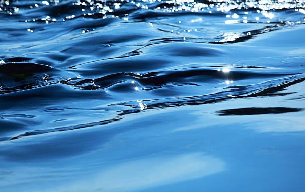 A close up of Blue water flowing stock photo