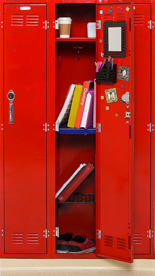 An open high school locker.
