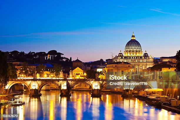 Rome Italy - Fotografias de stock e mais imagens de Noite - Noite, Ponte de Sant’Angelo, Anoitecer