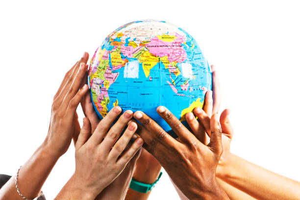 istock Asia and Indian Ocean showing on globe being held up 155148608