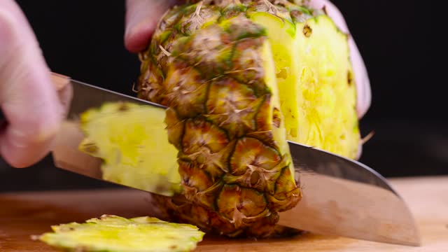cut pulp of peeled ripe pineapple