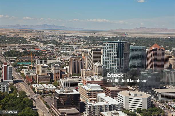 Aerial Of Salt Lake City Utah Stock Photo - Download Image Now - Aerial View, Building Exterior, Salt Lake City - Utah