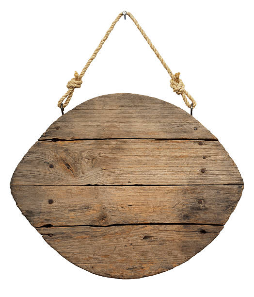istock Old weathered wood signboard. 155149524