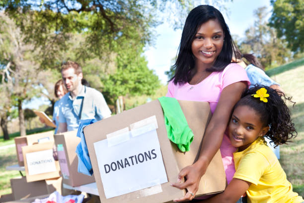 istock Woman and daughter at a donation center 155149759