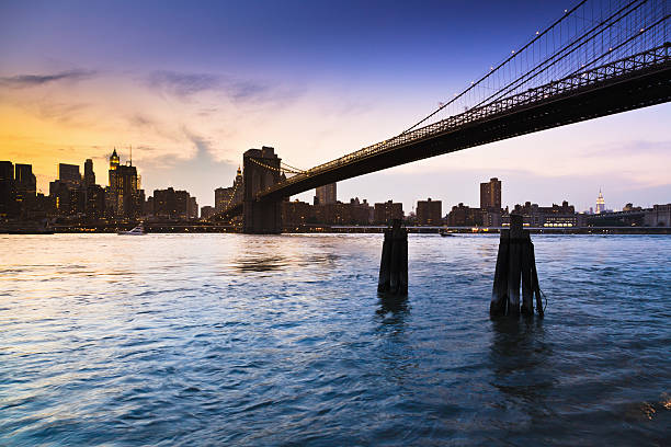 istock Manhattan and Brooklyn Bridge Skyline Twilight Scene 155149846