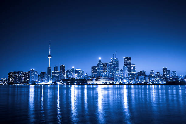 Blue Toronto Stock Photo - Download Image Now - Toronto, Urban Skyline,  Night - iStock