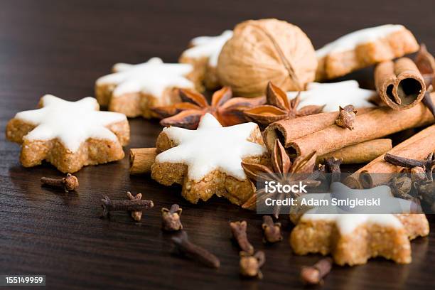 Gingerbread Cookies Nuts And Spices Stock Photo - Download Image Now - Anise, Brown, Bundle