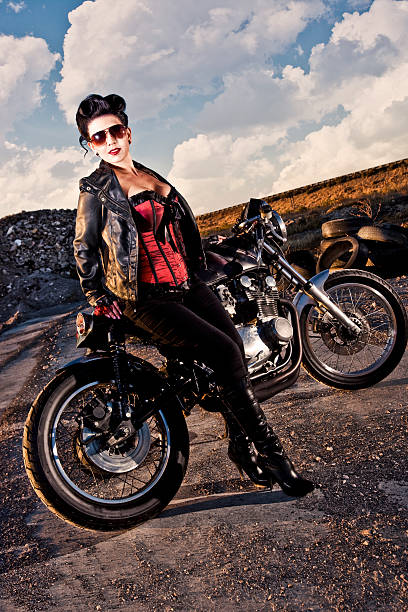 istock Beautiful Retro Pinup with Biker 155150019