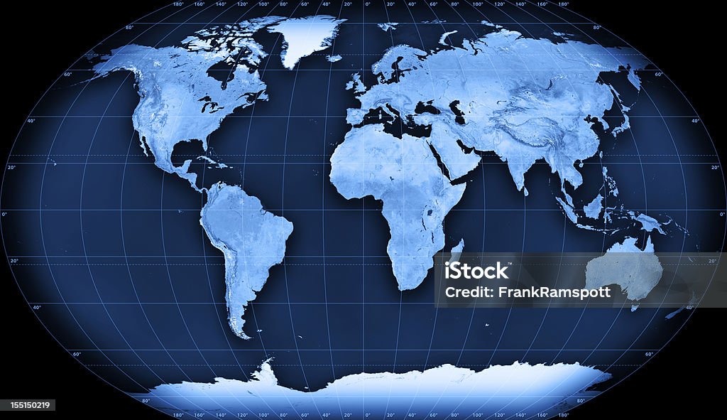 Topographic Mapa do Mundo Kavraisky VII Projecção - Royalty-free Mapa do Mundo Foto de stock