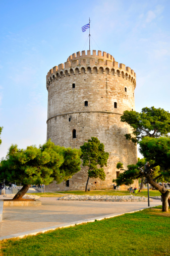 Famous White Tower of Thessalonika, Greece.