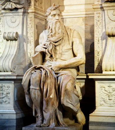 Michelangelo's Moses statue in the church of San Pietro in Vincoli. Rome, Italy. The sculpture was done in 1515.\u2028http://www.massimomerlini.it/is/rome.jpg\u2028http://www.massimomerlini.it/is/romebynight.jpg\u2028http://www.massimomerlini.it/is/vatican.jpg