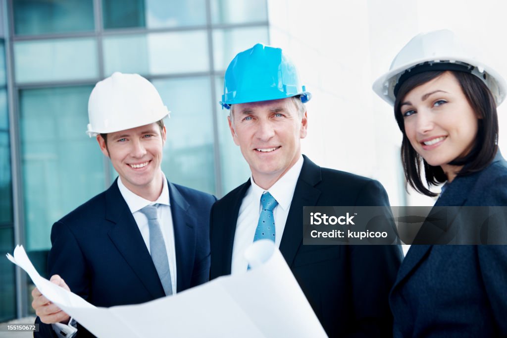 Engenheiros de construção dedicado - Royalty-free Adulto Foto de stock