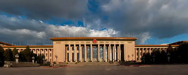 The Great Hall of the People is located at the western edge of Tiananmen Square, Beijing, China, and is used for legislative and ceremonial activities by the People's Republic of China and the Communist Party of China. It functions as the People's Republic of China's parliament building.