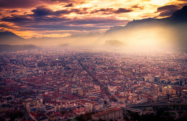 Grenoble cityscape stock photo
