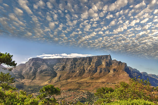 HDR Table Mountain HDR Image of Table Mountain in Cape Town, South Africa. table mountain south africa stock pictures, royalty-free photos & images