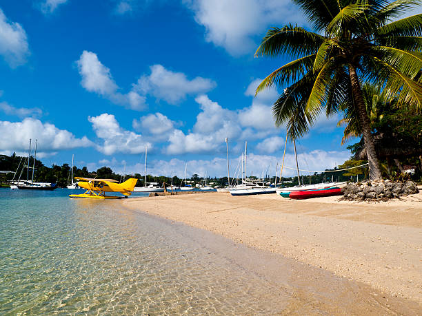 scène de plage de vanuatu - pacific ocean tourist resort day reflection photos et images de collection