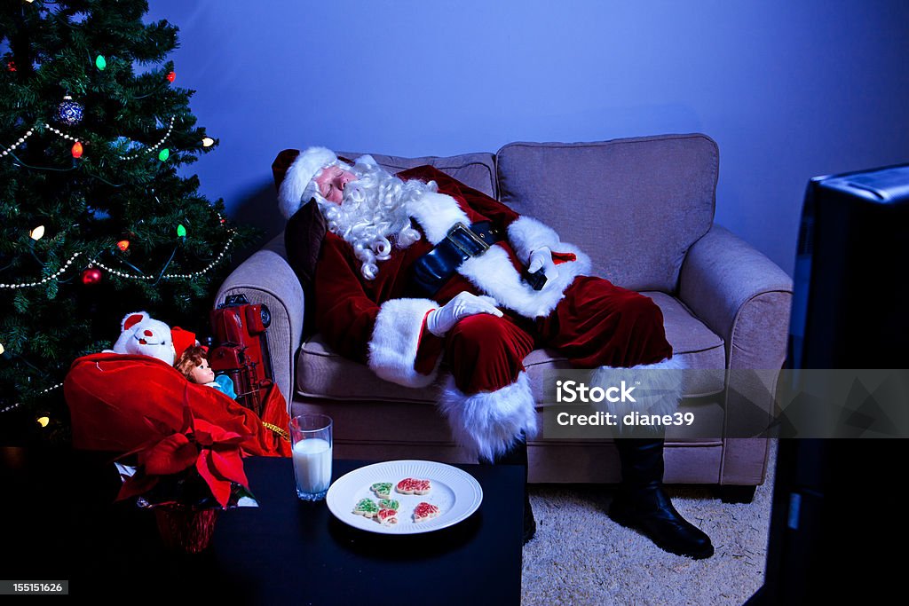 피곤했다 산따 복용 nap - 로열티 프리 크리스마스 스톡 사진