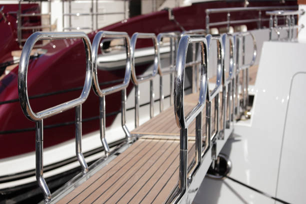 Superyacht on the port. Elements of ship