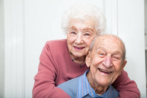 Senior couple married 67 years stock photo