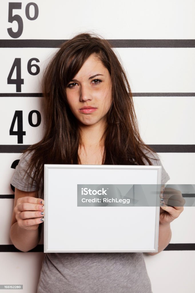 Mugshot d'une femme - Photo de Photo d'identité judiciaire libre de droits