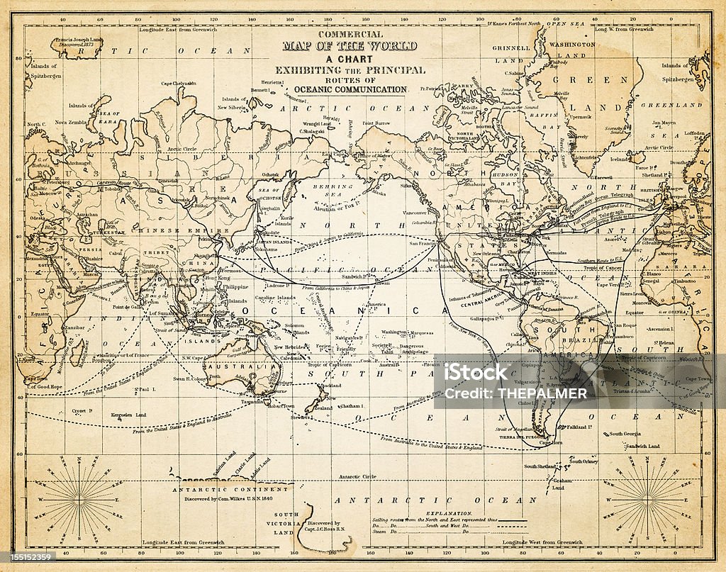 Mapa świata 1883 - Zbiór ilustracji royalty-free (Afryka)