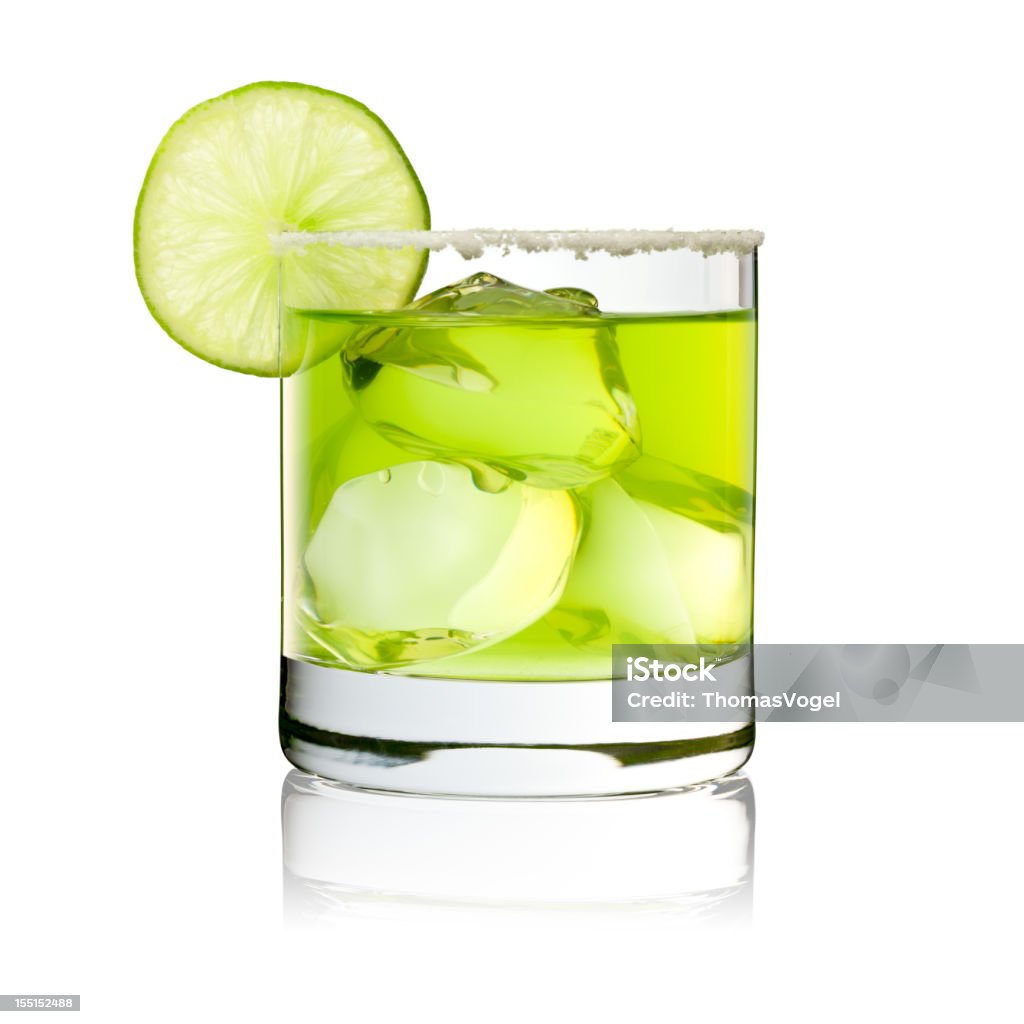 Margarita On The Rocks-Cocktail-Glas Lime Green - Lizenzfrei Cocktail Stock-Foto