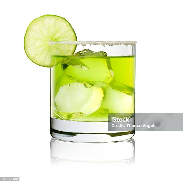 Margarita On The Rockscocktailglas Lime Green Stockfoto und mehr Bilder von Cocktail - Cocktail, Margarita, Weißer Hintergrund