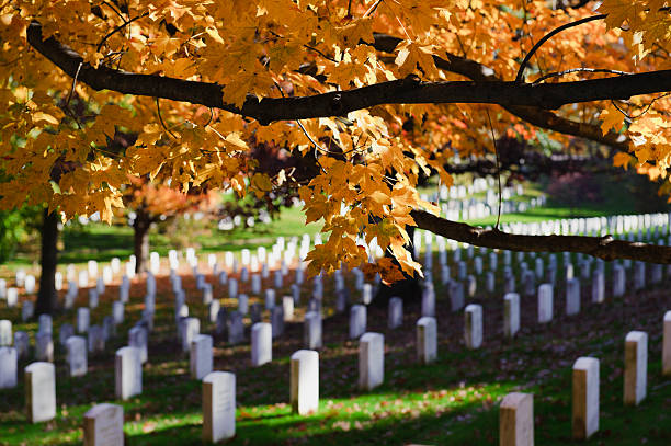 Arlington National Cemetery with colorful trees Arlington National Cemetery with colorful trees national cemetery stock pictures, royalty-free photos & images