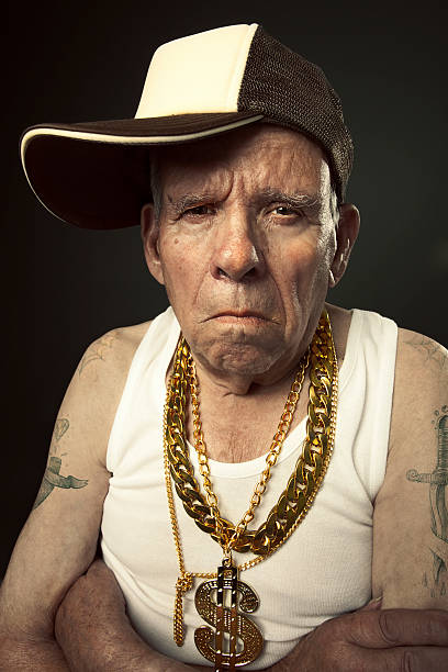 old school avô - bling bling hip hop grandfather rap imagens e fotografias de stock