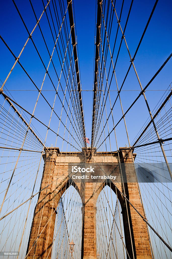 Ponte do Brooklyn, Nova York, EUA - Foto de stock de Alto - Descrição Geral royalty-free