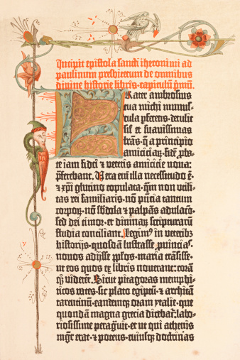 Grabado página de Gutenberg Biblia impreso en 1455 photo