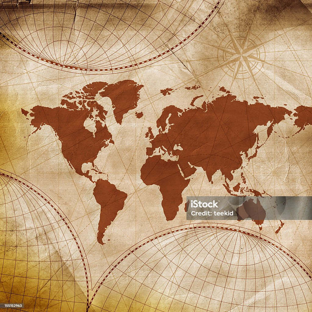 Mapa do mundo antigo - Foto de stock de Mapa-múndi royalty-free