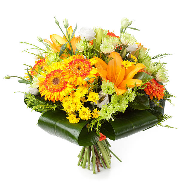 istock Orange and green flowers bouquet 155153377