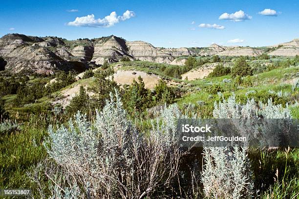 Sagebrush And Badlands Stock Photo - Download Image Now - North Dakota, Landscape - Scenery, Scenics - Nature