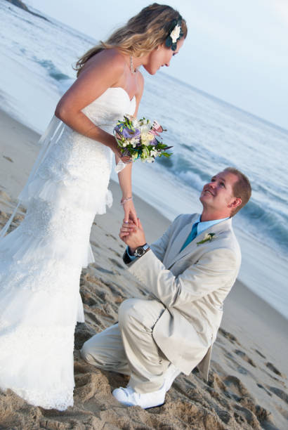 istock Bride and Groom on Beach, Wedding Day 155153829