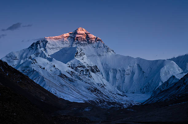 Sunset on Mount Everest stock photo