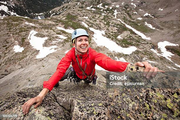 Happy Young Woman Leading A Climbing Route In Colorado Stock Photo - Download Image Now