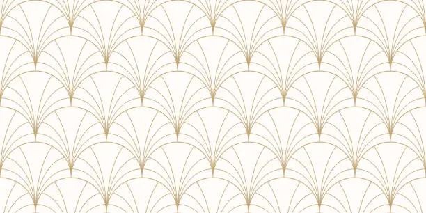 Vector illustration of Luxury art deco seamless pattern. Golden vector geometric linear ornament