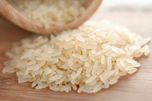 Rice on wooden plank