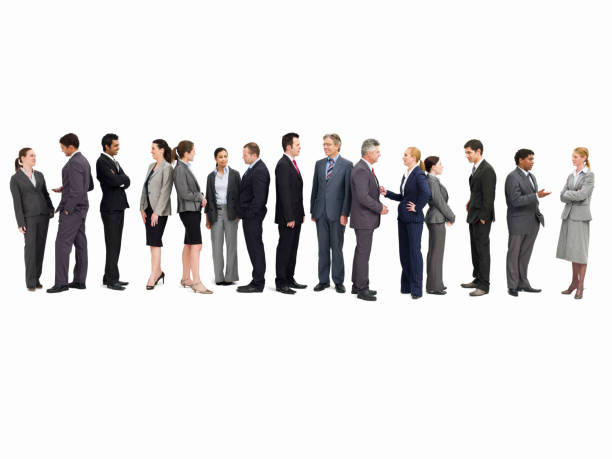 istock Line of Businesspeople Talking - Isolated 155156740
