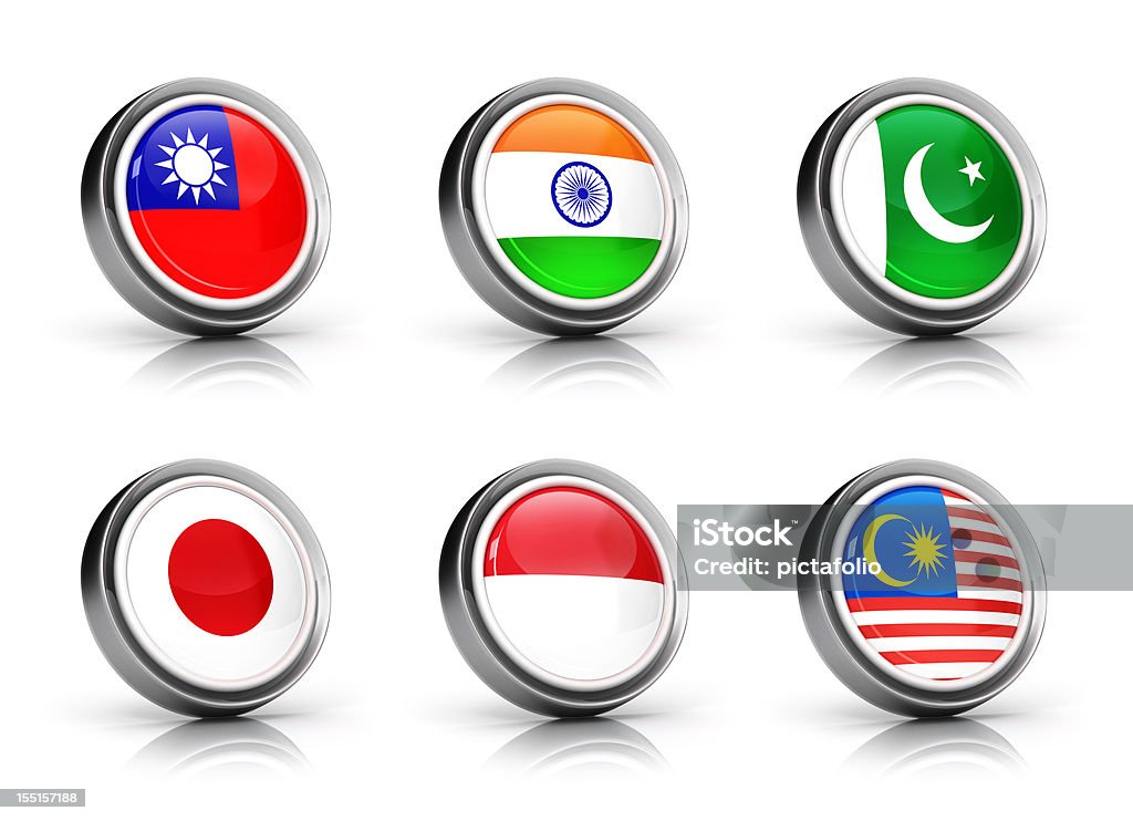 Icona set di bandiere Asia - Foto stock royalty-free di India