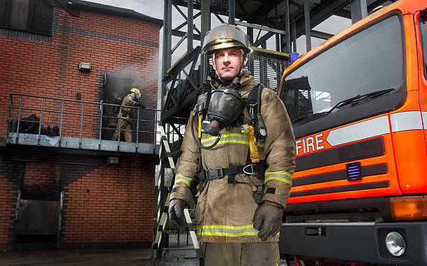 bombero - fire department heroes portrait occupation fotografías e imágenes de stock