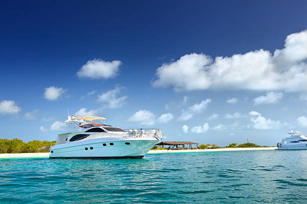 istock Luxury Yachts anchored in a tropical exotic island beach 155157325