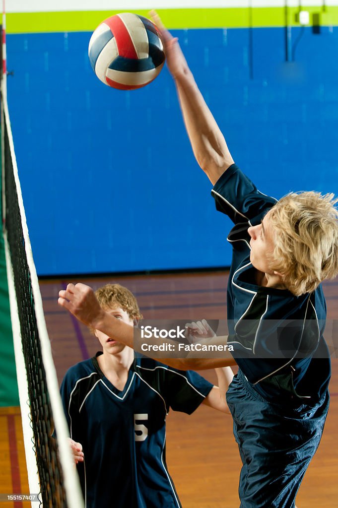 Volleyball A boys high school volleyball team practicing.. -   16-17 Years Stock Photo